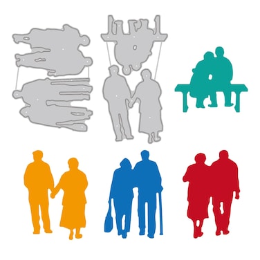 GLOBLELAND 4Pcs Old Couple Cutting Dies Metal People Man Woman Die Cuts Embossing Stencils Template for Paper Card Making Decoration DIY Scrapbooking Album Craft Decor