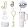 Mity rain 6pcs Cup Accessories Set for Stanley Cup 30 oz 40 oz Tumbler with Handle, Including Straw Cover Cap, Cup Initials Charm, Sticker, Silicone Boot, Round and Square Spill Proof Stopper,Letter J