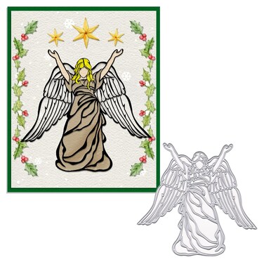 ALIBBON Merry Christmas Angel Die Cuts for Card Making, Goddess Cutting Dies Metal Template Molds, Fairy Dies for Crafting DIY Photo Album Paper Embossing Scrapbooking Supplies
