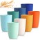 GENLGE Plastic Drinking Cups Reusable 12 OZ, Wheat Straw Cups Unbreakable Cups for Kitchen - BPA Free Cups Dishwasher Safe Plastic Tumbler Cups Set of 8