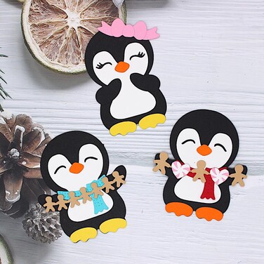 KSCRAFT Boy and Girl Penguins Metal Cutting Dies Stencils for DIY Scrapbooking Decorative Embossing DIY Paper Card