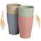 WANBY Wheat Straw Cup 4 Pcs Unbreakable and Reusable Drinking Cups Eco-Friendly Healthy Tumbler Set for Milk Juice and Water Dishwasher Safe (4 Pcs 15 Oz)