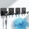 Shower Hooks for Inside Shower - Extra Sticky Stainless, Razor Holder Shower Accessories, Wall Mounted Self-Adhesive Double Hooks for Razor, Loofah, Towel, Shaver, Coat, Key, Matt Black, 4-Pack