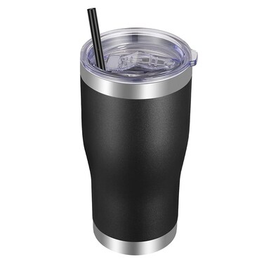 VEGOND 20oz Tumbler Stainless Steel Tumbler Cup with Lid And Straw Vacuum Insulated Double Wall Travel Coffee Mug(Black 1 Pack)