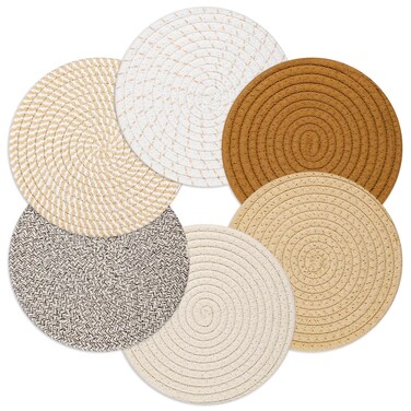 Billbotk 8" Trivets for Hot pots and Pans, 6 Heat Resistant Hot Pads, Pot Holders for Kitchen, Hot Plate Mats for Table, Home Essentials, Fall Decorations for Home and Farmhouse