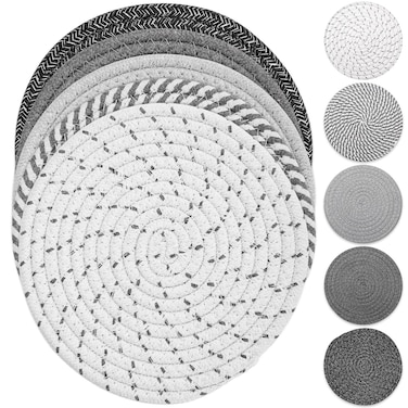 Tidponra Trivet Mats Set for Hot Dishes, 5 Heat Resistant Pot Holders Kitchen Counter, Table, Home Essentials, Anti Stain Hot Pads Plate Mats for Hot pots and Pans, 7 Inches