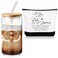 Sliner Sagittarius 16 oz Tumbler Set with Lids &amp; Straws, 2pcs &amp; Cosmetic Bag, Zodiac Signs Gift for Women, Floral Design, Birthday, Valentine's Day Gift for Daughter Mom