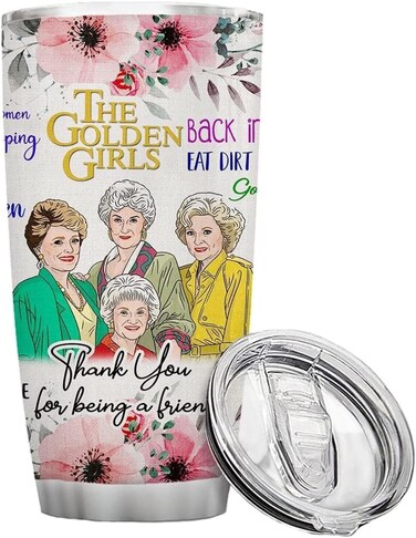 Golden Girls Tumbler Mug Cups with Lid,Golden Girls Merchandise,Golden Girls Gifts for Her,20 OZ Insulated Water Bottle Travel Coffee Mug, Gifts for Women Birthday Unique,Friend Gifts