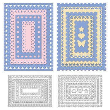 12Pcs Rectangle Die Cut Frame Cutting Dies Layered Stencils Background Die Cuts for Card Making INFUNLY Metal Die Cuts for DIY Crafting Scrapbooking Decor