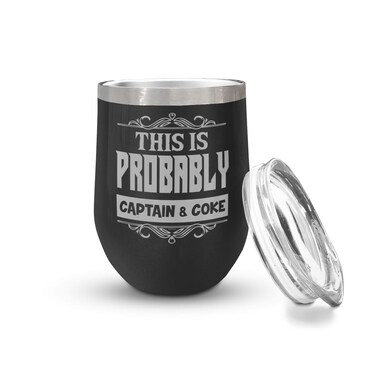 Veracco This Is Probably Captain &amp; Coke Double Wall Insulated Stainless Steel Tumbler with Splash Proof Lid Funny Gift For Who Loves Drinking Bachelor Party Favors (Black)