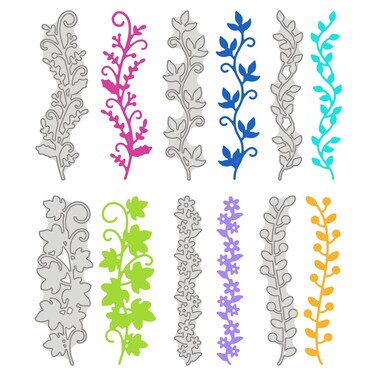 GLOBLELAND Flower Lace Metal Cutting Dies Maple Leaves Vines Leaves Pattern Template s for DIY Scrapbooking Greeting Cards Making Album Envelope Decoration,Matte Platinum