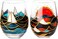 Vincent Van Gogh Artisanal Hand Painted Wine Glasses, Stemless Set of 2 Tumblers - Artistic Gift Idea for Her, Him, Birthday, Housewarming - Extra Large Goblets (18.5 OZ) - Gifts for Artists &amp; Friends