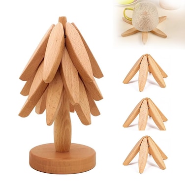 Wooden Trivets for Hot Dishes,Tree Coasters,Decorative Wood Trivet Set,Hot Pads for Pots and Pans