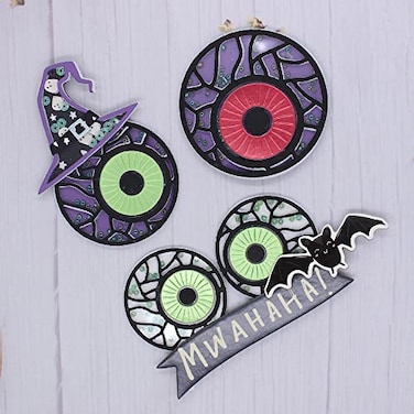 KSCRAFT Halloween Eyeball Shaker Metal Cutting Dies Stencils for DIY Scrapbooking Decorative Embossing DIY Paper Card