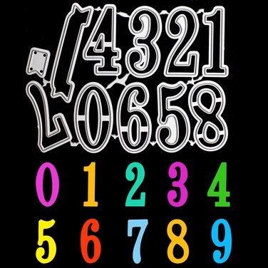 0-9 Numbers Metal Cutting Dies, Die cuts for Card Making DIY Craft, Carbon Steel Embossing Template, Metal Stencils Scrapbooking Tool