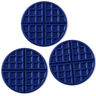 Kaiihome Silicone Kitchen Trivets Pot Holders Round Waffle Hot Pads Plate Holder &acirc;&euro;&ldquo; Set of 3 (Blue)