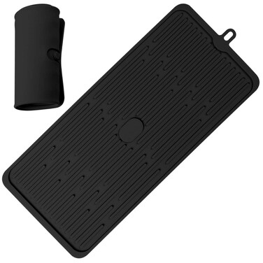 Silicone Dish Drying Mat 18&acirc;&euro;x8&acirc;&euro;, Heat Resistant Trivets for Kitchen Counter, Draining Mat, Sink Mat, Hot Pads for Multiple Usage (Black)