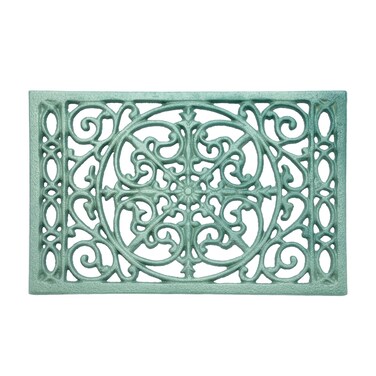 Sumnacon Cast Iron Trivet,9.6 x 6.3 Inch Metal Trivet with Rubber Feets,Heat Resistant Iron Trivet for Hot Dish Pot Pan Plate Teapot,Rustic Trivet Cast Iron for Kitchen Cooktop Dining Table, Green