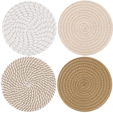 ME.FAN Trivets/Potholders 4 Set Cotton Thread Weave Trivets for for Hot Pots and Pans - Large Coasters/Hot Pads/Hot Mats to Protect Desktop &amp; Countertop - 7 Inch - Mix 2