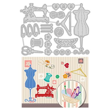 GLOBLELAND Sewing Machine Metal Cutting Dies Cloth Hanger Die Cuts for DIY Scrapbooking Festival Birthday Wedding Cards Making Album Envelope Decoration,Matte Platinum