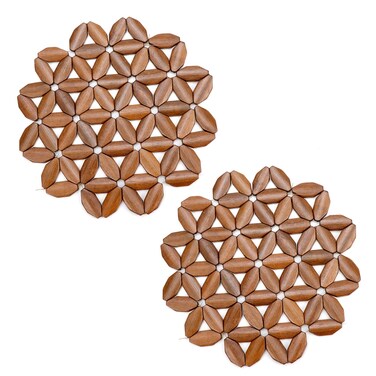 Savagrow 2Pcs Wood Trivets Hot Pan and Pots Trivets 8" Heat Resistant Pads Table Protector Trivet for Kitchen, Restaurant