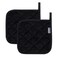 ONLYKXY 2pcs Cotton Heat Resistant Pads Basic Square Pot Holder 17cm/6.69inch Multipurpose Quilted Liner Little Trivet Cloth Potholders for Hot Cold Kitchen Baking Cooking Oven (Black)