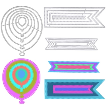 3 PCS Carbon Steel Embossing Template Metal Cutting Dies, findTop Bookmark and Balloons Metal Die Cuts Embossing Tools for Scrapbook, Album Paper DIY Crafts, Card Making