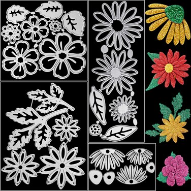 4 Sets Flower Metal Cutting Dies Flower Leaves Embossing Stencils 23 Styles 3D Die Cuts Stencil Embossing Carbon Steel Embossing Template for DIY Crafts Scrapbook Album Paper Card