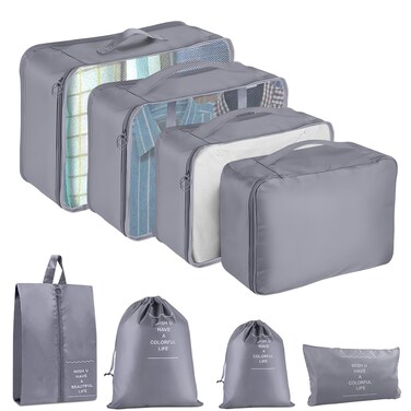 YEEYAA Packing Cubes for Travel - 8 Set Luggage Organizer Bags for Family, Mesh Breathable Travel Packing Cubes for Suitcases Durable Travel Essentials Bags Set