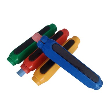 Plastic Magnetic Chalk Holders with Storage Case, 4 Pack Blackboard Adjustable Chalk Clip Chalk Covers for Teachers School Office Drawing Chalkboard (Blue, Green, Red, Yellow)
