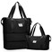 Expandable Travel Duffle Bag for Women Men, Large Gym Bag Travel Tote Bags, Waterproof Carry On Personal Item Bag Airline Approved, Workout Weekender Bag for Overnight Trips with Luggage Sleeve, Black