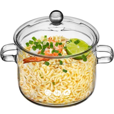 Angoily Glass Saucepan Glass Cooking Pot Clear Cooking Pot Cooking Pot Household Cereal Bowls Clear Soup Pot Transparent Cooking Pot Large Cooking Pot Noodle Pot Home Cooking Pot