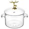 Vaguelly Glass Pot, Clear Glass Cooking Pot Saucepan with Lid, 1500mL Simmer Pot Stew Pot Microwave Stove and Dishwasher Safe Double-Handle Cookware for Milk Pasta Noodles Soup, Deer