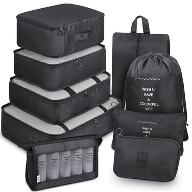 Packing Cubes for Travel, Mossio 9 Piece Lightweight Luggage Bag Clothes Storage Bag Black