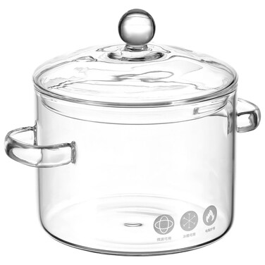 GANAZONO Oven Cooking Pot Clear Saucepan Resistant Borosilicate Pot with Lid Handle Stovetop Pot Potpourri Pots