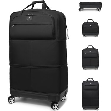 Travel Luggage Bags with Brake Spinner Wheels for Men 115L Collapsible Extra Large Travel Rolling Suitcase Lightweight Foldable Duffle Bag Expandable Soft Suitcase for Women and Not Fall Over, Black