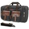 Wildroad 50L Travel Duffel Bag, Expandable Waxed Canvas Genuine Leather Duffle Bag Upgraded Overnight Weekender Bag Carry on Bag (Vintage Black, Large-50L)