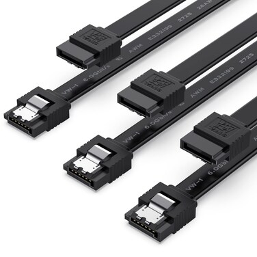 YINNCEEN SATA Cable III, 3 Pack SATA Cable III 6Gbps Straight HDD SDD Data Cable with Locking Latch 18 Inch Compatible for SATA HDD, SSD, CD Driver, CD Writer - Black