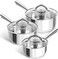 MICHELANGELO Stainless Steel Pot Set 6 Pcs with Triply Base, Stainless Steel Saucepans with Lids, Induction Saucepan Set with Stay-cool Handle - 1QT &amp; 2QT &amp; 3QT