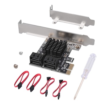 SATA Card 4 Port with 4 SATA Cables, 6 Gbps SATA 3.0 Controller PCI Express Expression Card with Low Profile Bracket Support 4 SATA 3.0 Devices