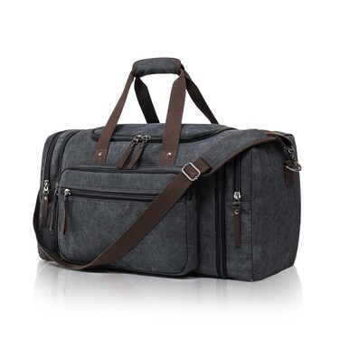 EKOROMIER Canvas Expandable Duffle Bag for Men Traveling, Luggage Travel Bag Weekender Overnight Bag,Mens Gym Carry on Duffel Bags&iuml;&frac14;&circ;Dark Grey&iuml;&frac14;&permil;