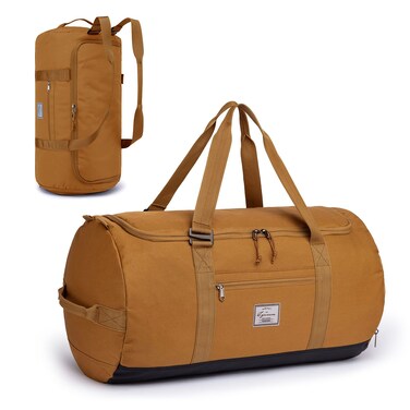Lyweem Travel Duffle Bag for Men 60L Medium Lightweight Sports Gym Bag Traveling Duffel Backpack for Women Weekender Overnight Bags with Shoes Compartment, Brown