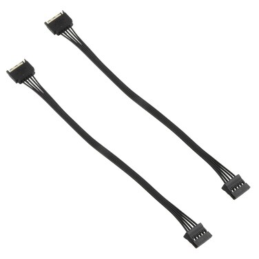 MEETOOT SATA Power Extension Cable 2pcs 12.6" 15 Pin SATA Power Extension Male to Female Extender Cable for HDD Hard Drive, Black
