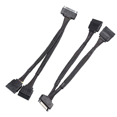 Zheino SATA Power Splitter Cable (2 Pack) SSD Power Cable HDD Power Cable Hard Drive Power Cable 6-Inch/15cm SATA 15 Pin Male to 2xSATA 15 Pin Female Power Y-Splitter Extension Cable