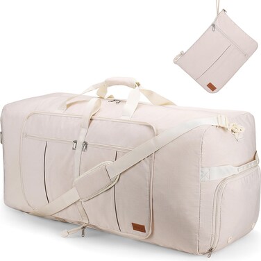 120L Travel Duffle Bag for Men and Women, Urtala 34&acirc;&euro; Large Duffle Bag for Traveling with Shoe Compartment, Foldable Duffel Bag Water &amp; Tear Resistant (Beige)
