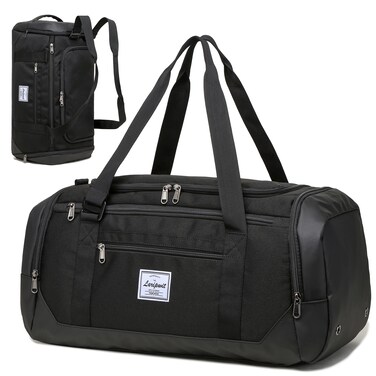 Laripwit Travel Duffle Bag for men 40L Medium Sports Gym Bag with Wet Pocket &amp; Shoes Compartment Weekender Overnight Backpack for Traveling Duffel Bag Backpack for Women, Black