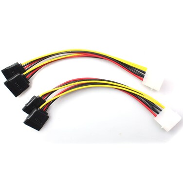 FDXGYH 2 Pcs Power Splitter Adapter Cable 4 Pin Male IDE Molex to 15 Pin Female Dual SATA Hard Drive Power Extension Cord (19cm)