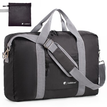 For Frontier Airlines Personal Item Travel Bag 18 x 14 x 8 Inches, Foldable Under Seat Duffel Bags for Spirit Airplane 14 x 18 x 8 Inches, Minimalist Overnight Bag for Women or Men Air Travel [Black]