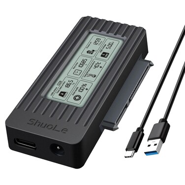 ShuoLe SATA to USB3.2/3.1/3.0 Cable 2.5inch Hard Drive Adapter Type c Hard Disk Converter for SSD/HDD Data Transfer with LCD Screen Display