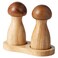 Acacia Wood Salt and Pepper Set, Mushroom Shaped Pepper Shakers With Tray Mushroom Canister Kitchen Salt Container Seasoning Bottle Box Pot For BBQ